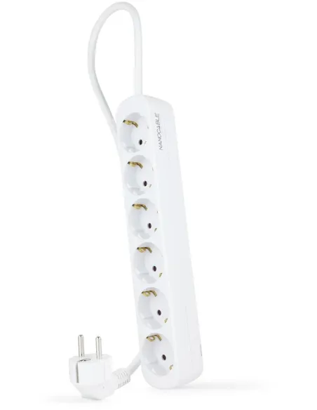 Nanocable 10.37.0006-NS Regleta de Enchufes con 6 Tomas Tipo F 1.4m Blanco