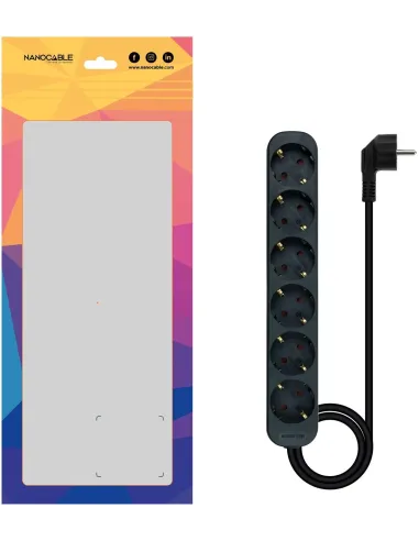 Nanocable 10.37.0006-NS-BK Regleta de 6 Tomas 1.4M Negro