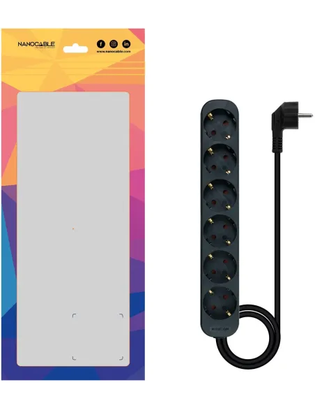 Nanocable 10.37.0006-NS-BK Regleta de 6 Tomas 1.4M Negro