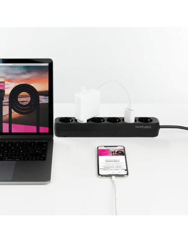 Nanocable 10.37.0006-NS-BK Regleta de 6 Tomas 1.4M Negro