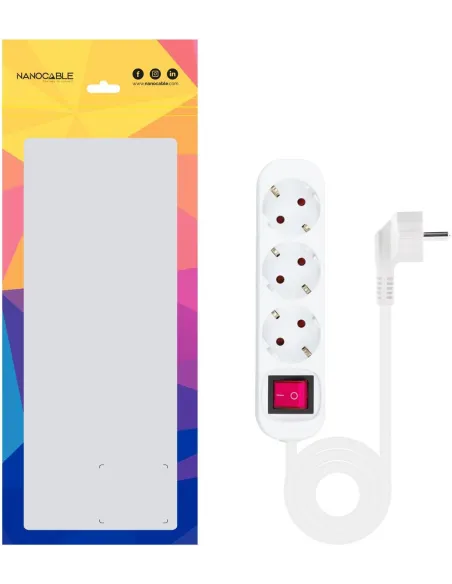 Nanocable 10.38.0003 Regleta de 3 Tomas 1.4M Blanco