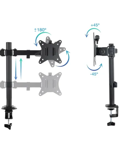 TooQ DB1802TN-B Soporte de Pared con Dos Brazos para TV 17"-27" Máx. 16kg Negro