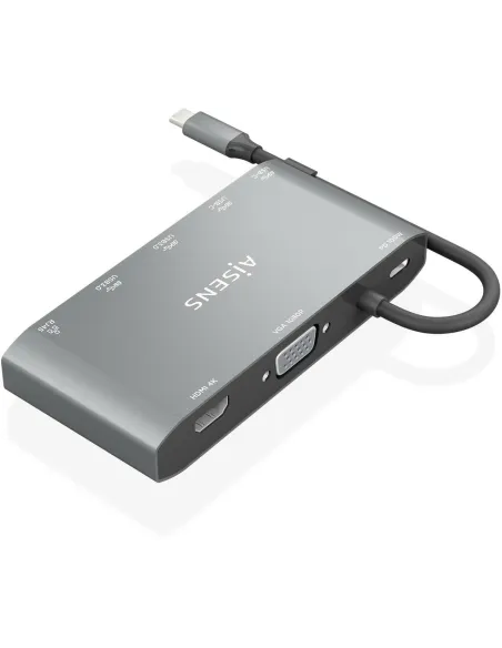 Aisens ASUC-8P010-GR Docking Station 8 Puertos USB-C a USB-A/USB-C/HDMI/RJ-45/VGA 20 cm Gris