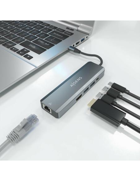 Aisens ASUC-5P011-GR Docking Station 5 Puertos USB-C a USB-A/USB-C/HDMI/RJ-45 15 cm Gris