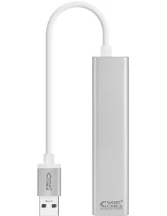 Nanocable 10.03.0403 Adaptador USB-A a RJ-45/USB-A Ethernet Gigabit 15cm Plata-ADAP48367