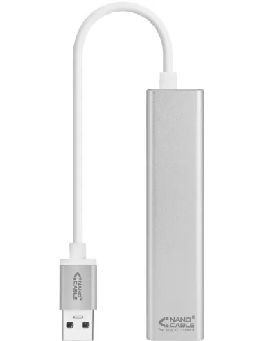 Nanocable 10.03.0403 Adaptador USB-A a RJ-45/USB-A Ethernet Gigabit 15cm Plata