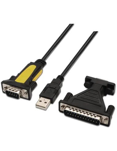 Aisens A104-0039 Conversor de Imagen USB-A Serie DB9 con Adaptador DB25 1.8m Negro