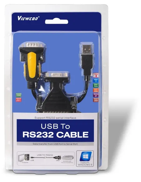 Aisens A104-0039 Conversor de Imagen USB-A Serie DB9 con Adaptador DB25 1.8m Negro