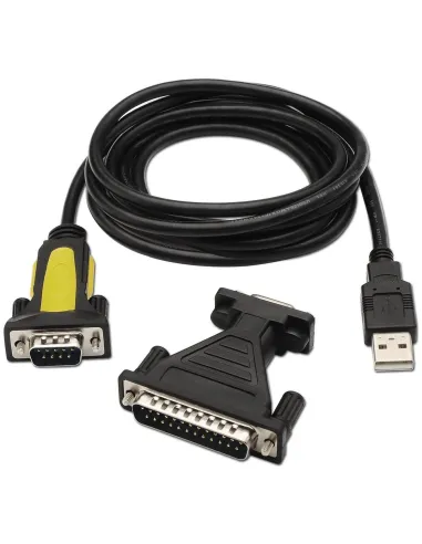 Aisens A104-0039 Conversor de Imagen USB-A Serie DB9 con Adaptador DB25 1.8m Negro