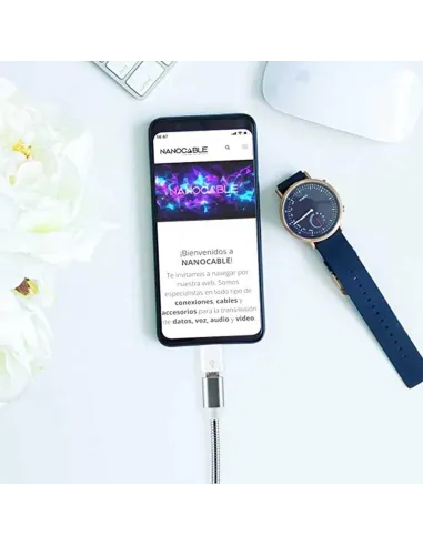 Nanocable Adaptador Lightning a Micro USB-B Macho/Hembra Blanco