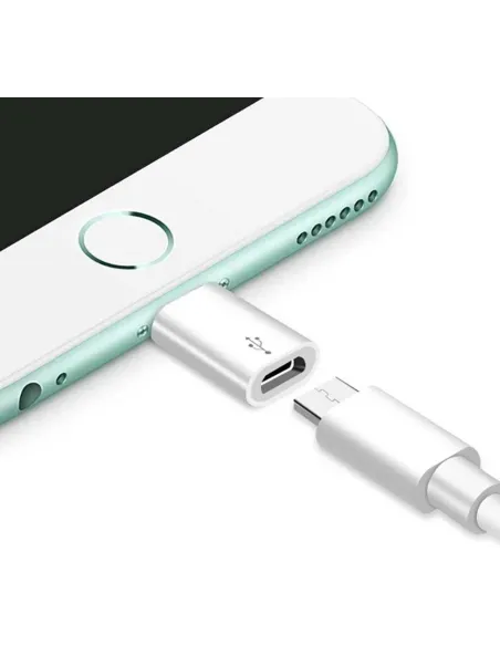 Nanocable Adaptador Lightning a Micro USB-B Macho/Hembra Blanco