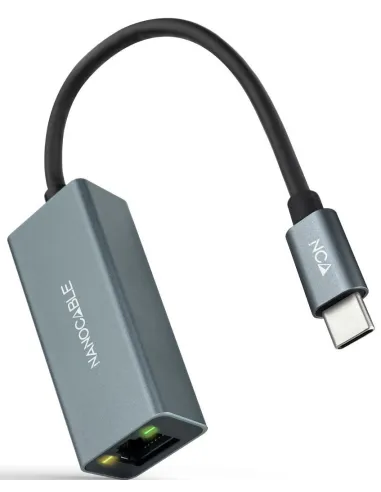 Nanocable 10.03.0406 Adaptador USB-C a RJ-45 Ethernet Gigabit 15 cm Gris