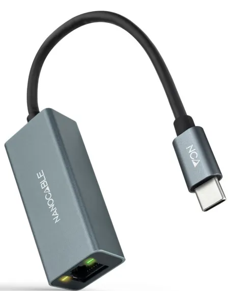 Nanocable 10.03.0406 Adaptador USB-C a RJ-45 Ethernet Gigabit 15 cm Gris