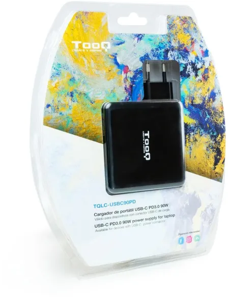 TooQ Cargador para Portátil con USB-C 90W Negro