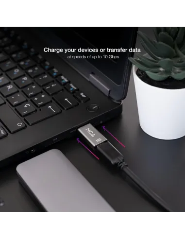 Nanocable Adaptador USB-A 3.1 a USB-C Macho/Hembra Gris