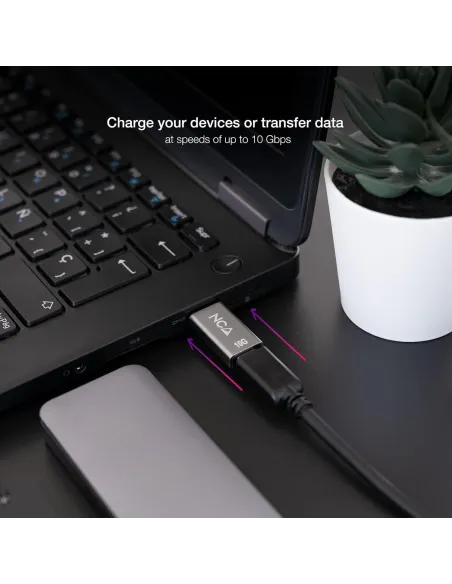 Nanocable Adaptador USB-A 3.1 a USB-C Macho/Hembra Gris