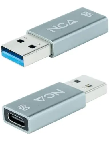 Nanocable Adaptador USB-A 3.1 a USB-C Macho/Hembra Gris