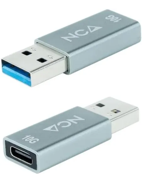 Nanocable Adaptador USB-A 3.1 a USB-C Macho/Hembra Gris