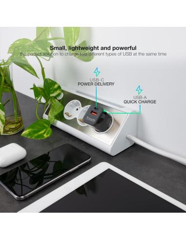 TooQ TQWC-QCPD20 Cargador de Pared 20W USB-C + USB-A Negro