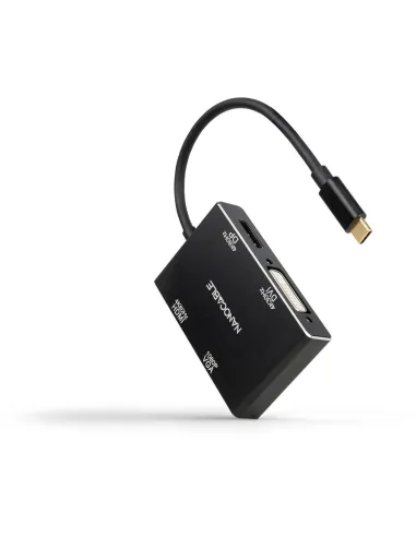 Nanocable 10.16.4307 Conversor USB-C 3.2 Gen 2x2 a HDMI/DVI/DP/VGA Negro 10cm