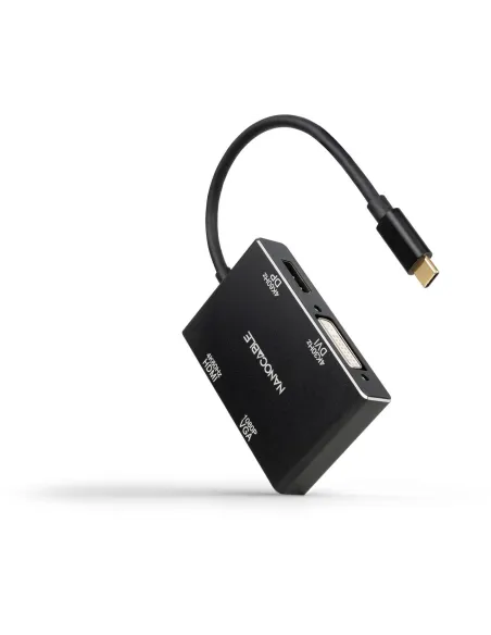Nanocable 10.16.4307 Conversor USB-C 3.2 Gen 2x2 a HDMI/DVI/DP/VGA Negro 10cm