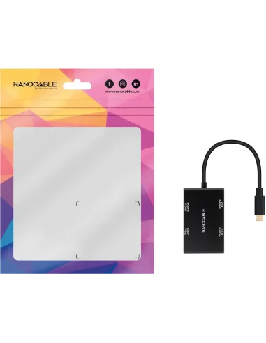 Nanocable 10.16.4307 Conversor USB-C 3.2 Gen 2x2 a HDMI/DVI/DP/VGA Negro 10cm