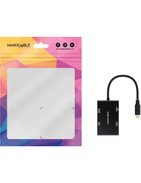 Nanocable 10.16.4307 Conversor USB-C 3.2 Gen 2x2 a HDMI/DVI/DP/VGA Negro 10cm