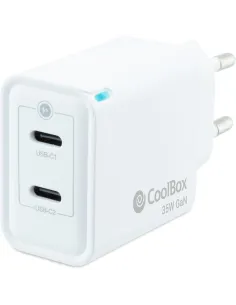 CoolBox COO-CUP-35CC Cargador 2xUSB-C 35W Blanco-ADAP59297