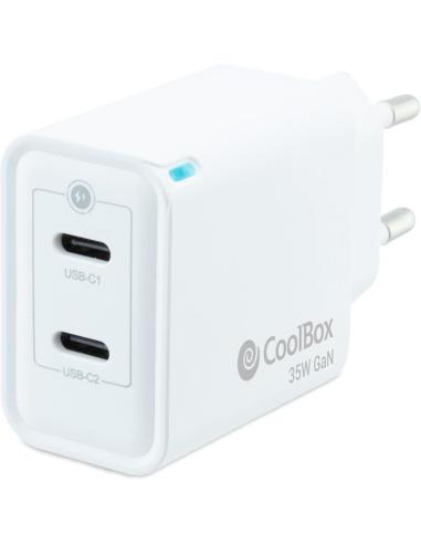 CoolBox COO-CUP-35CC Cargador 2xUSB-C 35W Blanco