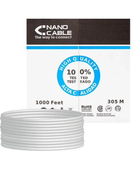 Nanocable 10.20.0504 Bobina Cable UTP CAT6 305m Rígido Gris