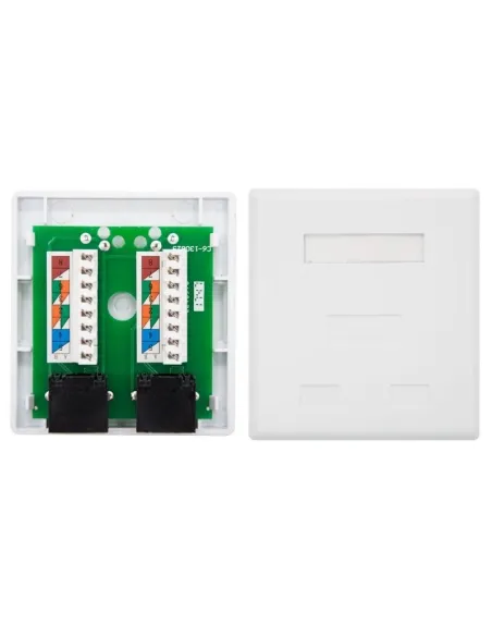 Nanocable 10.21.1502 Roseta Superficie CAT.6 UTP 2 Tomas Blanco