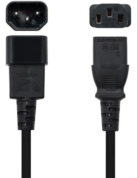 Nanocable 10.22.0202 Cable de Alimentación C13 Hembra a C14 AWG18 Schuko Macho 1.5m
