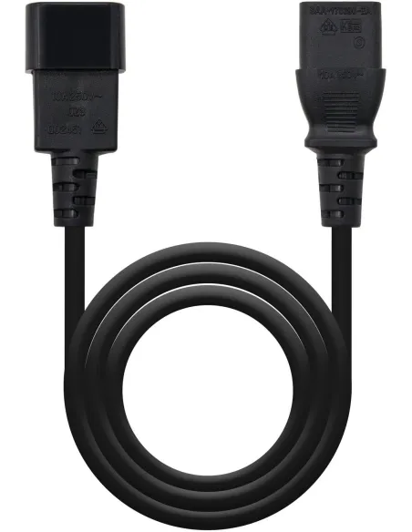 Nanocable 10.22.0202 Cable de Alimentación C13 Hembra a C14 AWG18 Schuko Macho 1.5m