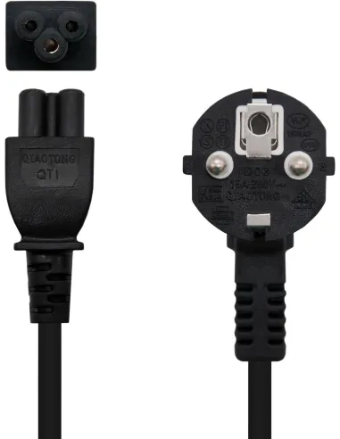 Nanocable 10.22.0302 Cable de Alimentación Trébol CEE7 Acodado Macho a C5 Hembra 1.5m Negro