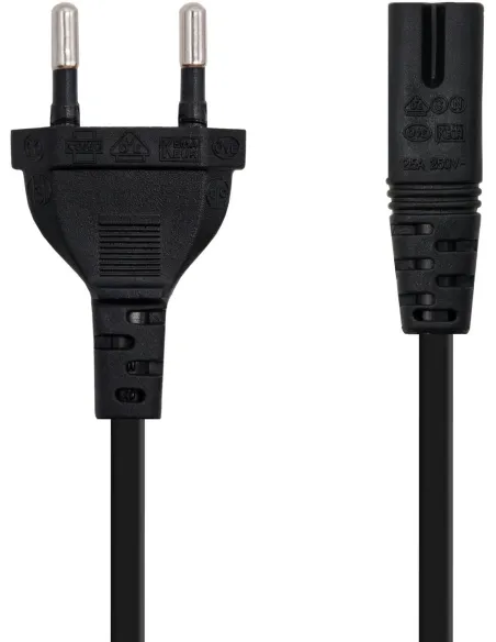Nanocable 10.22.0402 Cable de Alimentación Forma 8 CEE 7/16 Macho y C7 Hembra 1.5m Negro