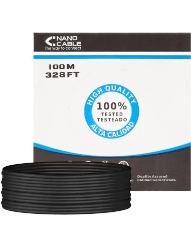 Nanocable 10.20.0302-EXT-BK Bobina Cable UTP Cat 5e 100 Metros Negro