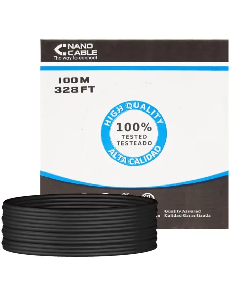 Nanocable 10.20.0302-EXT-BK Bobina Cable UTP Cat 5e 100 Metros Negro