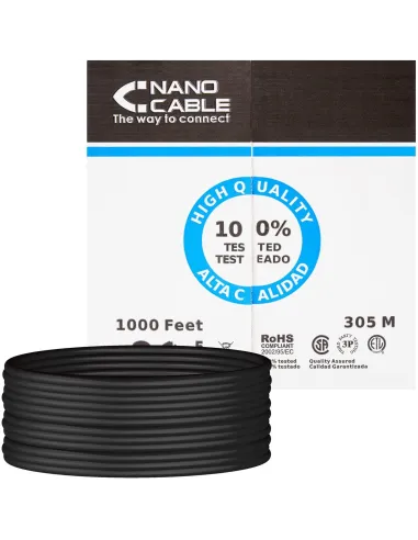 Nanocable 10.20.0504-EXT-BK Bobina Cable UTP Cat.6 305 Mts Negro