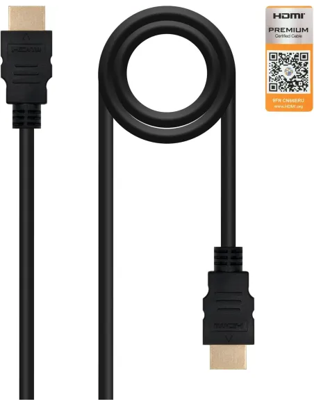 Nanocable 10.15.3600 Cable HDMI V2.0 4K@60GHz 18 Gbps Macho/Macho 0.5M Negro