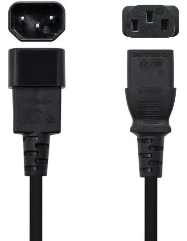 Nanocable 10.22.0203 Cable de Alimentación CPU C14 Macho/C13 Hembra 3m Negro