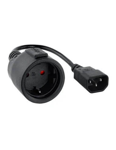 Nanocable 10.22.0901 Cable Adaptador C14 a CEE7 Macho/Hembra 25cm Negro