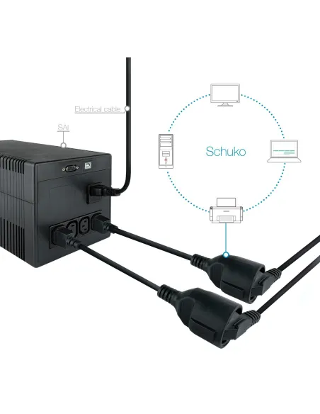 Nanocable 10.22.0901 Cable Adaptador C14 a CEE7 Macho/Hembra 25cm Negro