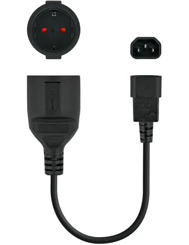Nanocable 10.22.0901 Cable Adaptador C14 a CEE7 Macho/Hembra 25cm Negro