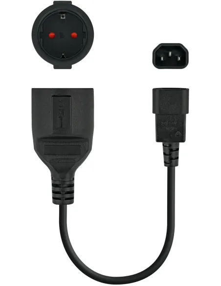 Nanocable 10.22.0901 Cable Adaptador C14 a CEE7 Macho/Hembra 25cm Negro
