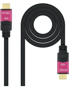 Nanocable 10.15.3715 Cable HDMI V2.0 4K@60Hz 18Gbps con Repetidor Macho/Macho 15m Negro Rosa-CABL49813