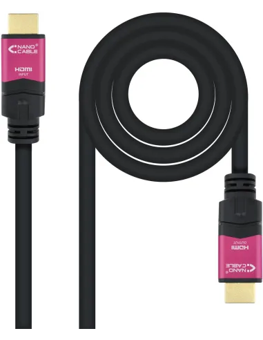 Nanocable 10.15.3715 Cable HDMI V2.0 4K@60Hz 18Gbps con Repetidor Macho/Macho 15m Negro Rosa