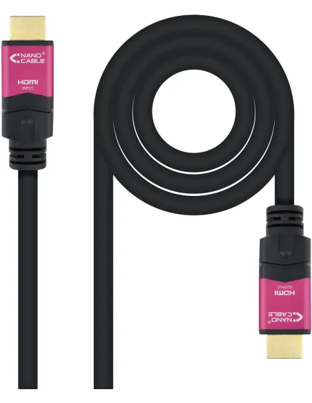 Nanocable 10.15.3715 Cable HDMI V2.0 4K@60Hz 18Gbps con Repetidor Macho/Macho 15m Negro Rosa