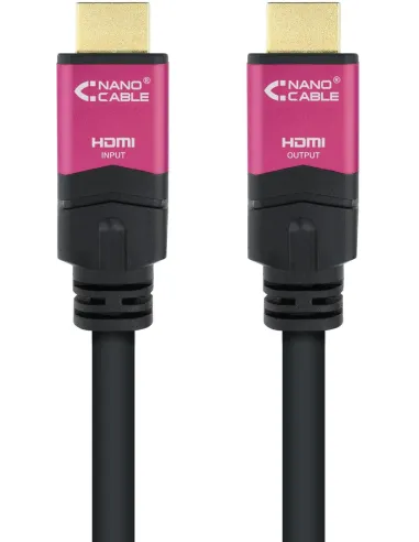 Nanocable 10.15.3725 Cable HDMI V2.0 4K@60Hz 18Gbps con Repetidor Macho/Macho 25m Negro Rosa