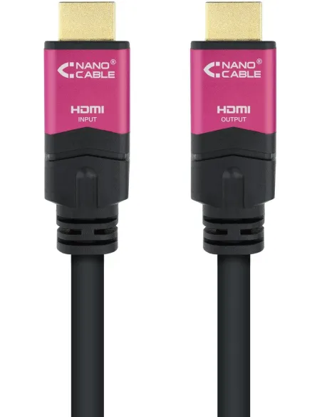 Nanocable 10.15.3725 Cable HDMI V2.0 4K@60Hz 18Gbps con Repetidor Macho/Macho 25m Negro Rosa