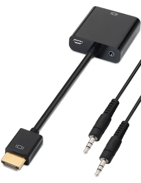 Aisens A122-0126 Conversor de Imagen y Audio HDMI a SVGA/Jack 3.5mm/USB-C UXGA 10 cm Negro